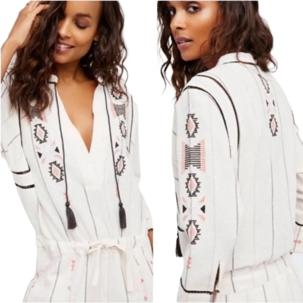 Free People Baja Aztec Embroidered Boho
Long Sleeve Romper EC SZXS/TP - Picture 2 of 10